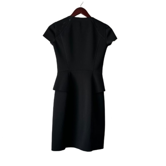Theory Sz. 0 Tenna Black Neoprene Peplum Sheath Short Sleeve Zip Up Pencil Dress - Picture 5 of 15